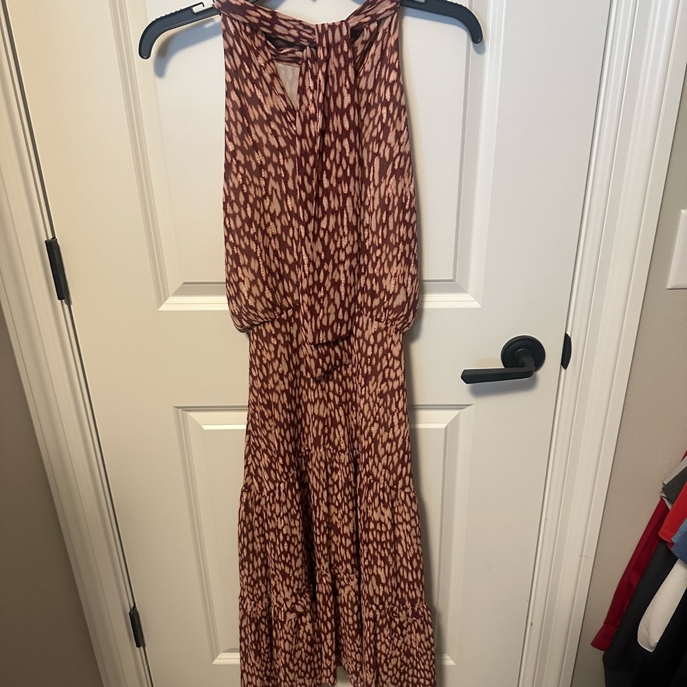 Evereve Brown Printed Halter Midi Dress